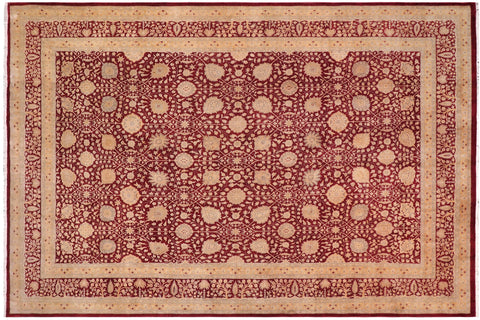 handmade Transitional Design Drk. Red Drk. Red Hand Knotted RECTANGLE 100% WOOL area rug 10' x 14'