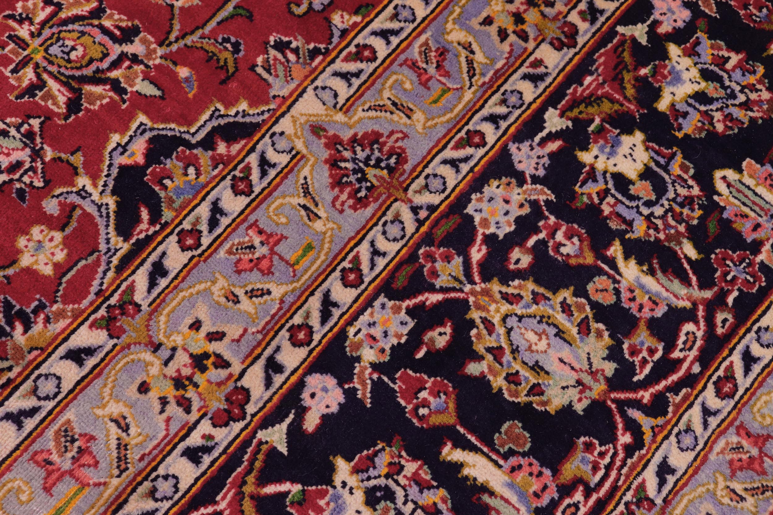 handmade Vintage Kashan Red Purple Hand Knotted RECTANGLE 100% WOOL area rug 10' x 14'