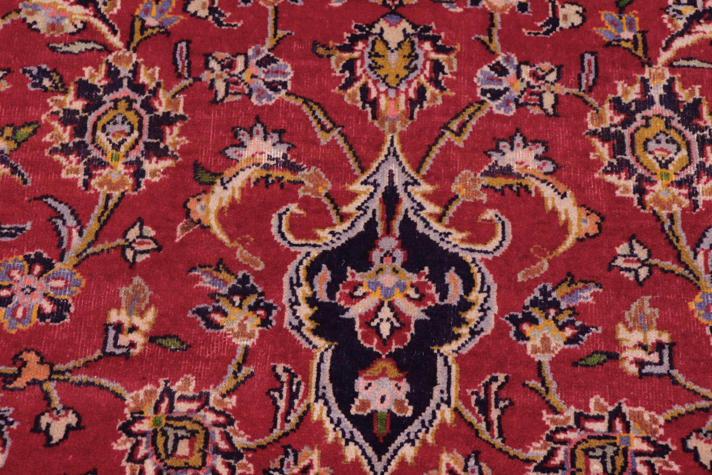 handmade Vintage Kashan Red Purple Hand Knotted RECTANGLE 100% WOOL area rug 10' x 14'