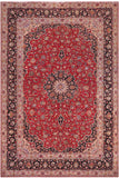 Distressed Antique Kashan Barnes Red/Purple Wool Rug - 9'8'' x 13'9''