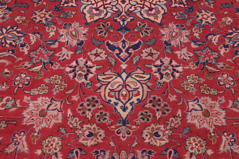 handmade Vintage Kashan Red Blue Hand Knotted RECTANGLE 100% WOOL area rug 10' x 13'