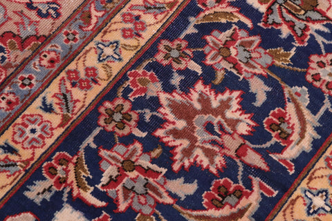 handmade Vintage Kashan Red Blue Hand Knotted RECTANGLE 100% WOOL area rug 10' x 13'
