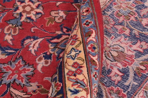 Traditional handmade Persian vintage distressed Red Blue Hand Knotted RECTANGLE 100% WOOL area rug 10X13