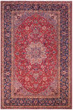 Vintage Antique Kashan Hayes Red/Blue Wool Rug - 9'8'' x 13'2''