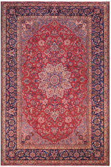 Traditional handmade Persian vintage distressed Red Blue Hand Knotted RECTANGLE 100% WOOL area rug 10X13