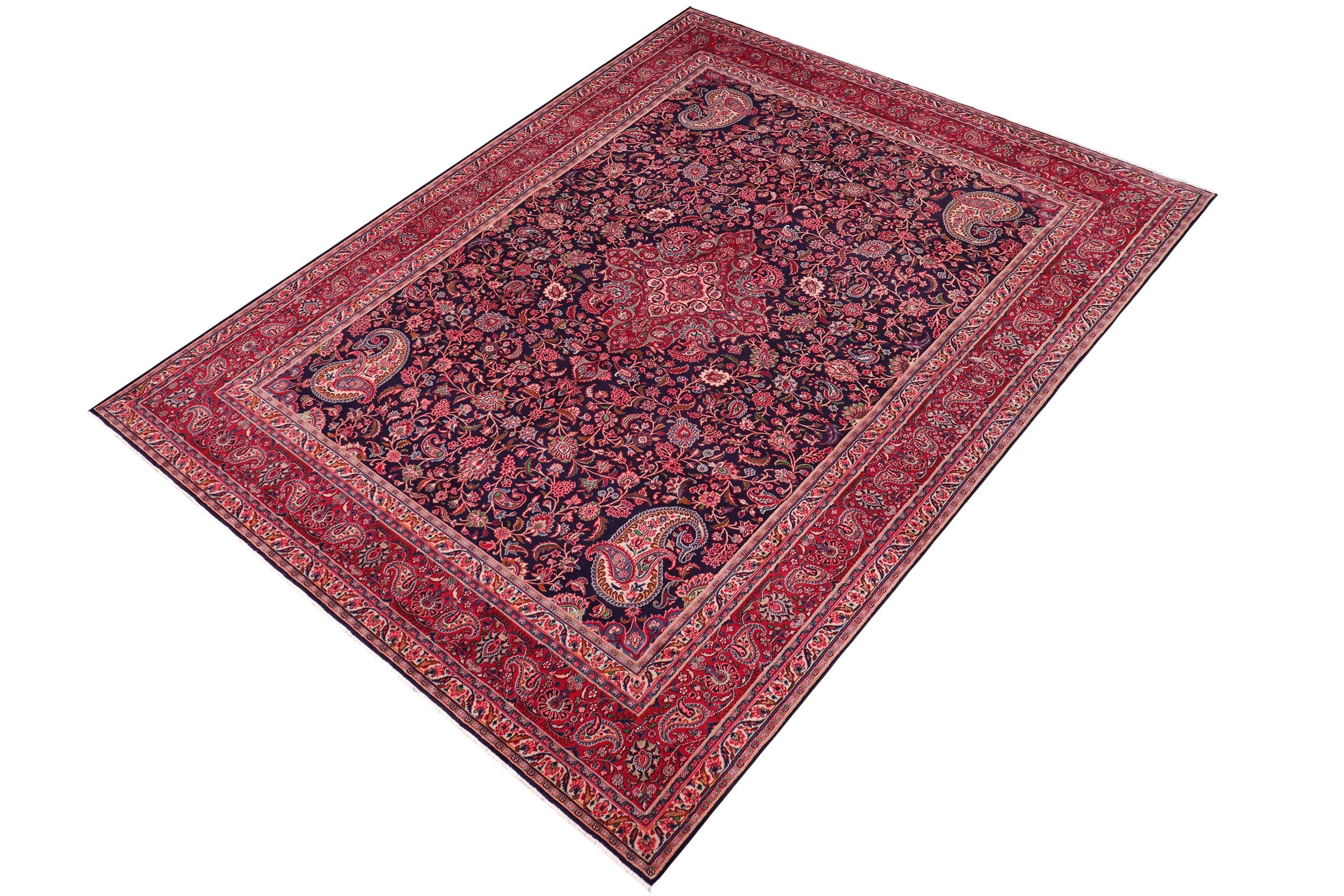 handmade Traditional Tabriz Blue Red Hand Knotted RECTANGLE 100% WOOL area rug 10 x 13