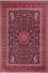handmade Traditional Tabriz Blue Red Hand Knotted RECTANGLE 100% Wool Pile area rug 10x13