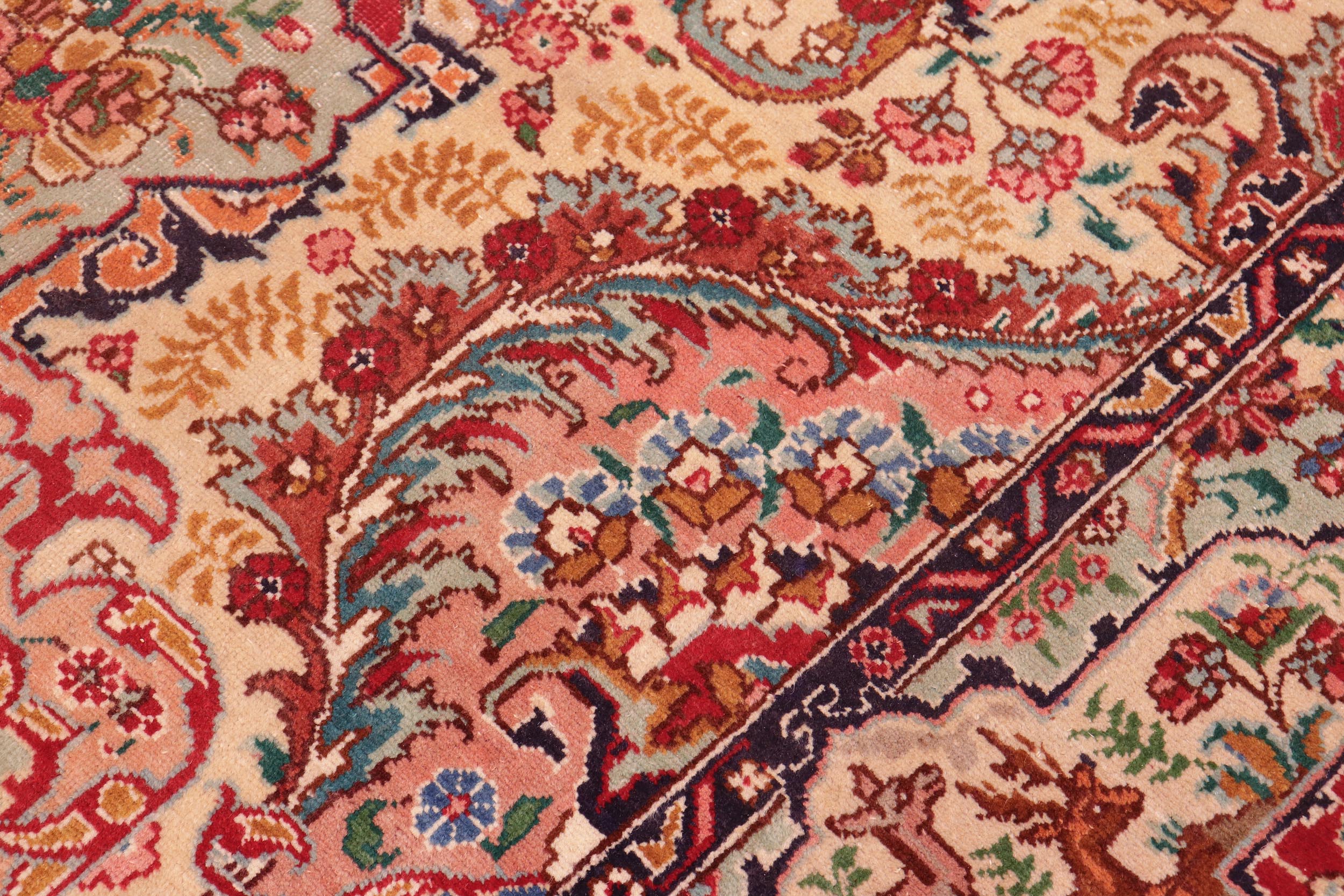 handmade Vintage Tabriz Red Green Hand Knotted RECTANGLE 100% WOOL area rug 10' x 13'