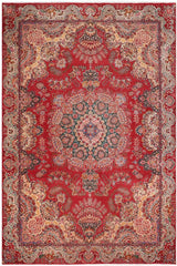 Traditional handmade Persian vintage distressed Red Green Hand Knotted RECTANGLE 100% WOOL area rug 10X13