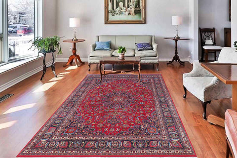handmade Traditional Kashan Red Blue Hand Knotted RECTANGLE 100% WOOL area rug 10 x 13