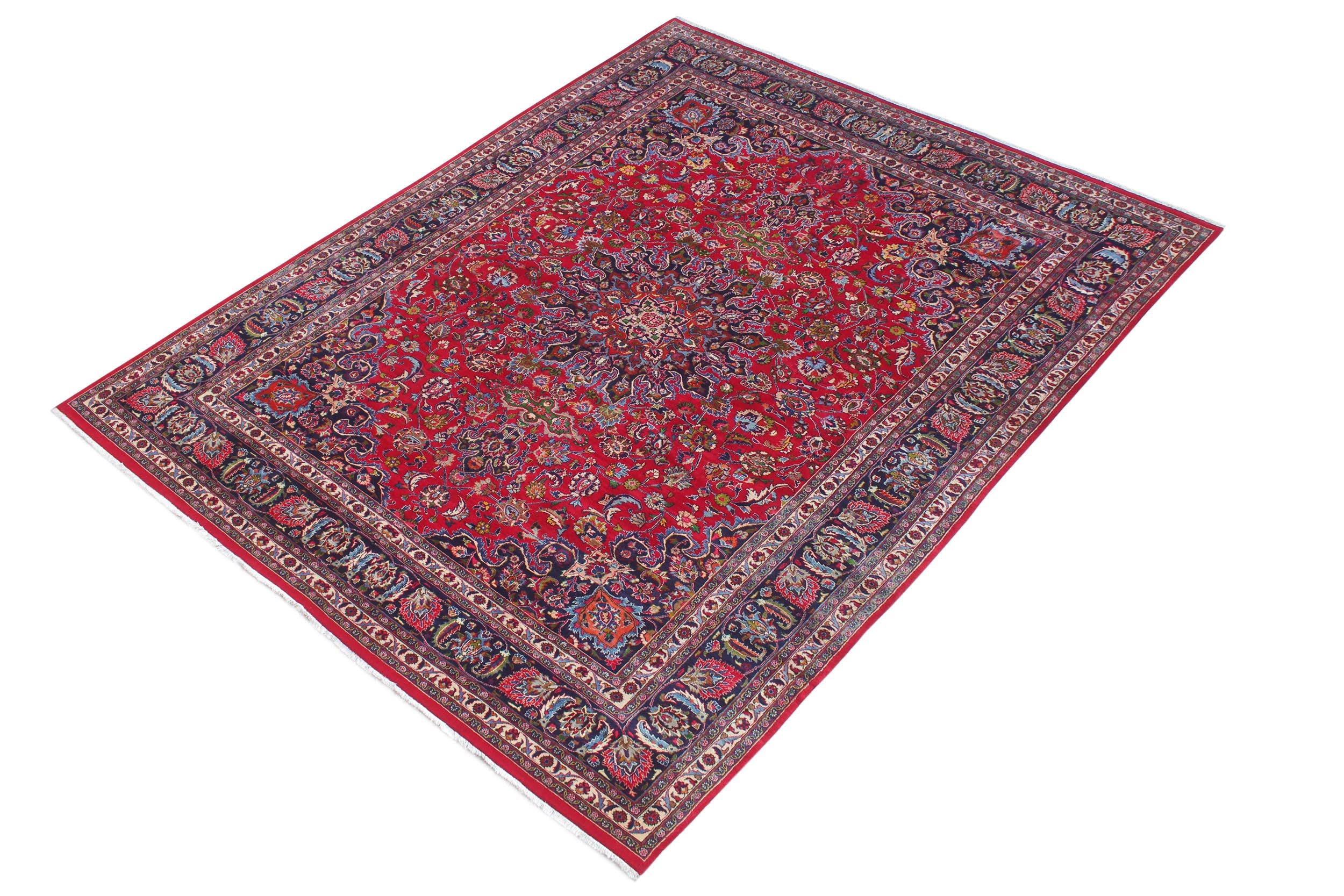 handmade Traditional Kashan Red Blue Hand Knotted RECTANGLE 100% WOOL area rug 10 x 13