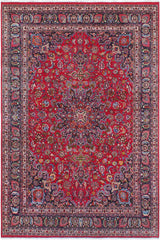 handmade Traditional Kashan Red Blue Hand Knotted RECTANGLE 100% Wool Pile area rug 10x13