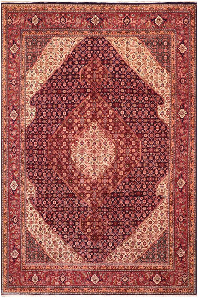 handmade Traditional Tabriz Mahi Blue Red Hand Knotted RECTANGLE 100% Wool Pile area rug 10x13