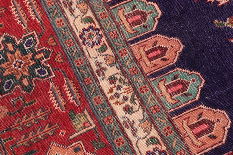 handmade Vintage Tabriz Blue Red Hand Knotted RECTANGLE 100% WOOL area rug 10' x 13'