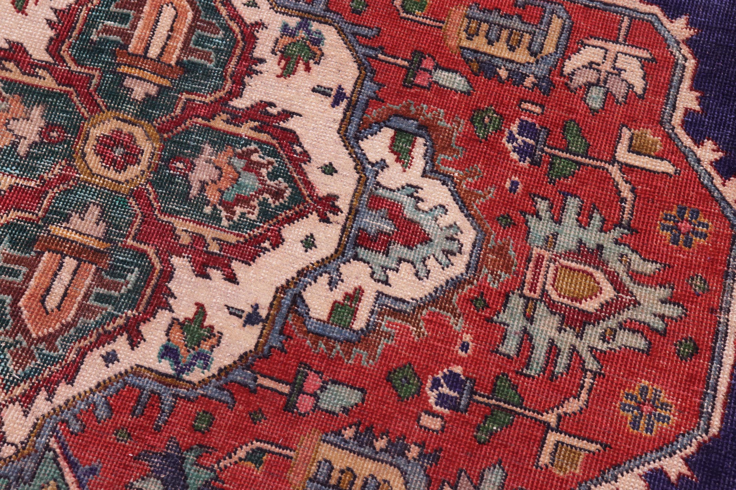 handmade Vintage Tabriz Blue Red Hand Knotted RECTANGLE 100% WOOL area rug 10' x 13'