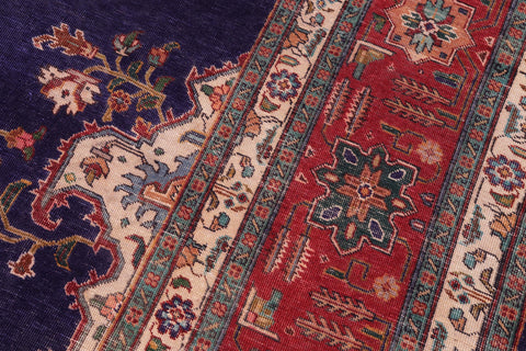 handmade Vintage Tabriz Blue Red Hand Knotted RECTANGLE 100% WOOL area rug 10' x 13'