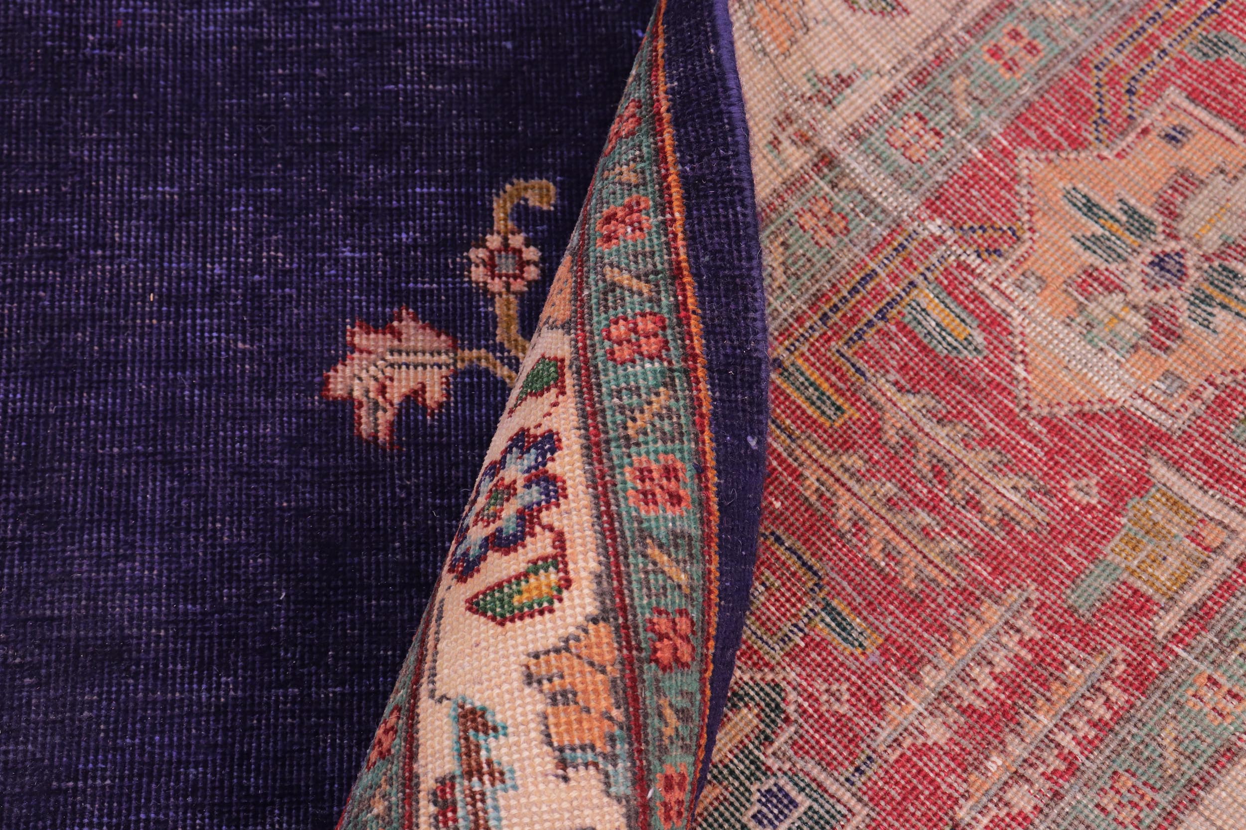 handmade Vintage Tabriz Blue Red Hand Knotted RECTANGLE 100% WOOL area rug 10' x 13'