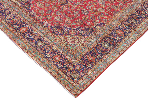 handmade Traditional Kashan Red Blue Hand Knotted RECTANGLE 100% WOOL area rug 10 x 15