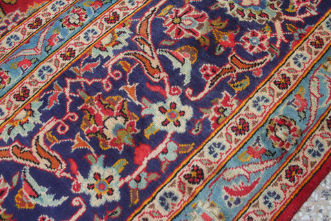 handmade Traditional Kashan Red Blue Hand Knotted RECTANGLE 100% WOOL area rug 10 x 15