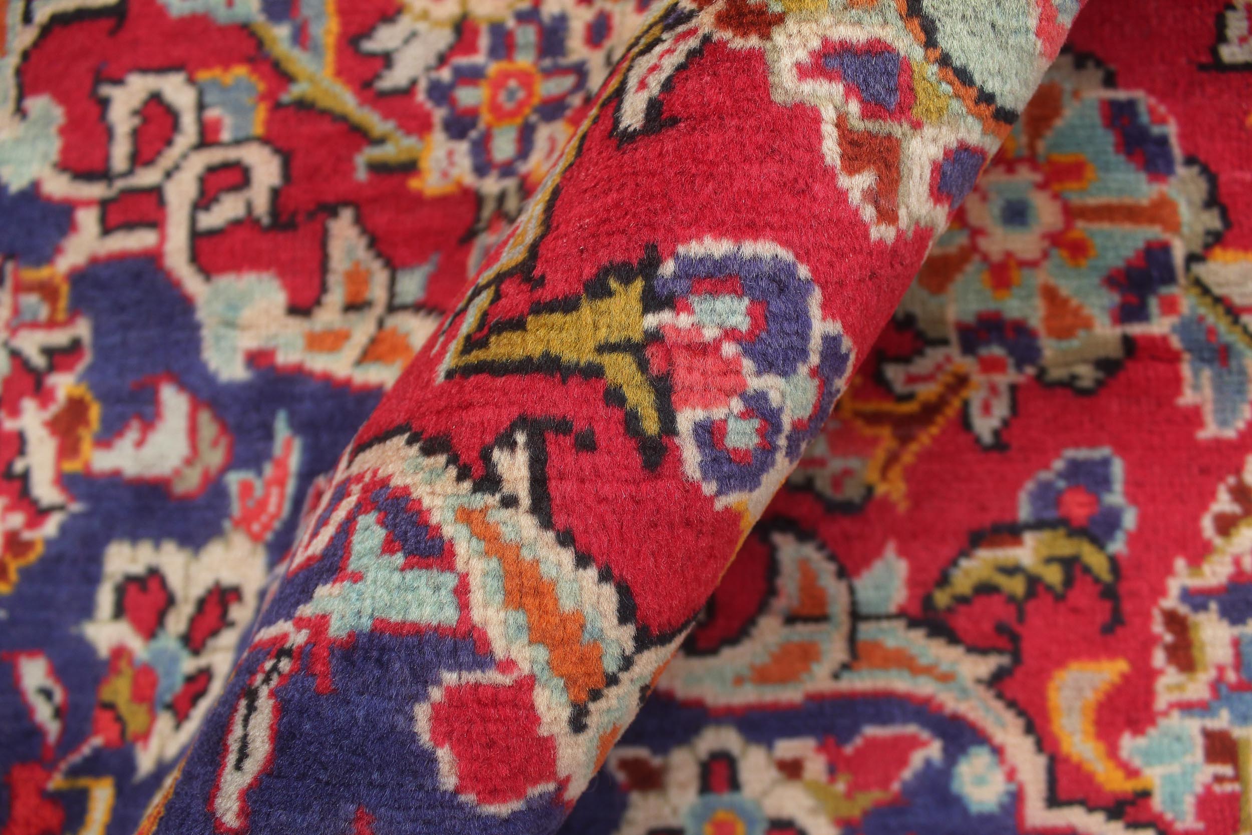 handmade Traditional Kashan Red Blue Hand Knotted RECTANGLE 100% WOOL area rug 10 x 15