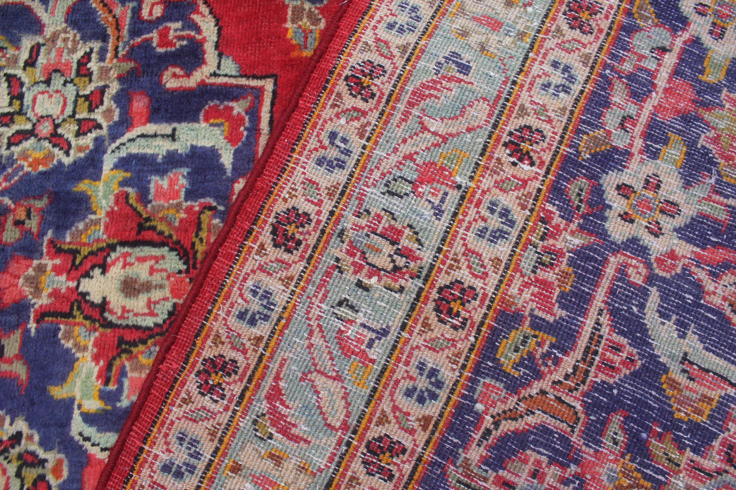 handmade Traditional Kashan Red Blue Hand Knotted RECTANGLE 100% WOOL area rug 10 x 15