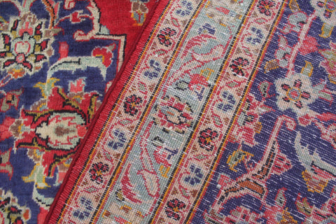 handmade Traditional Kashan Red Blue Hand Knotted RECTANGLE 100% WOOL area rug 10 x 15
