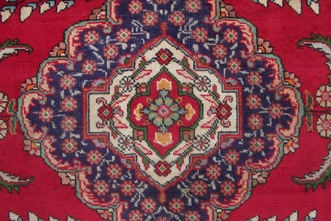 handmade Vintage Tabriz Red Blue Hand Knotted RECTANGLE 100% WOOL area rug 7' x 9'