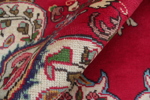handmade Vintage Tabriz Red Blue Hand Knotted RECTANGLE 100% WOOL area rug 7' x 9'