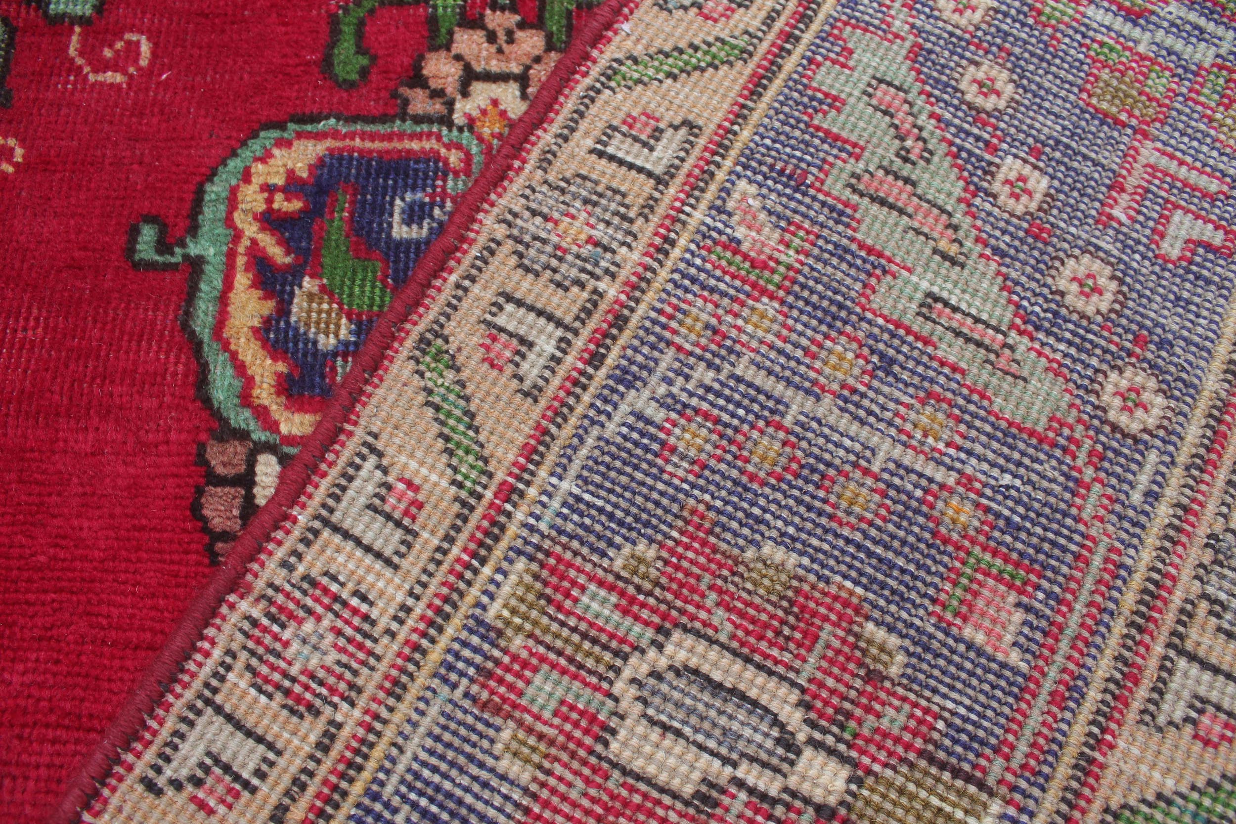 handmade Vintage Tabriz Red Blue Hand Knotted RECTANGLE 100% WOOL area rug 7' x 9'