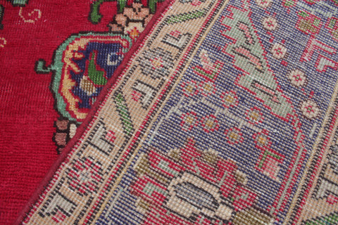 handmade Vintage Tabriz Red Blue Hand Knotted RECTANGLE 100% WOOL area rug 7' x 9'
