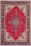 Traditional handmade Persian vintage distressed Red Blue Hand Knotted RECTANGLE 100% WOOL area rug 7 x 9