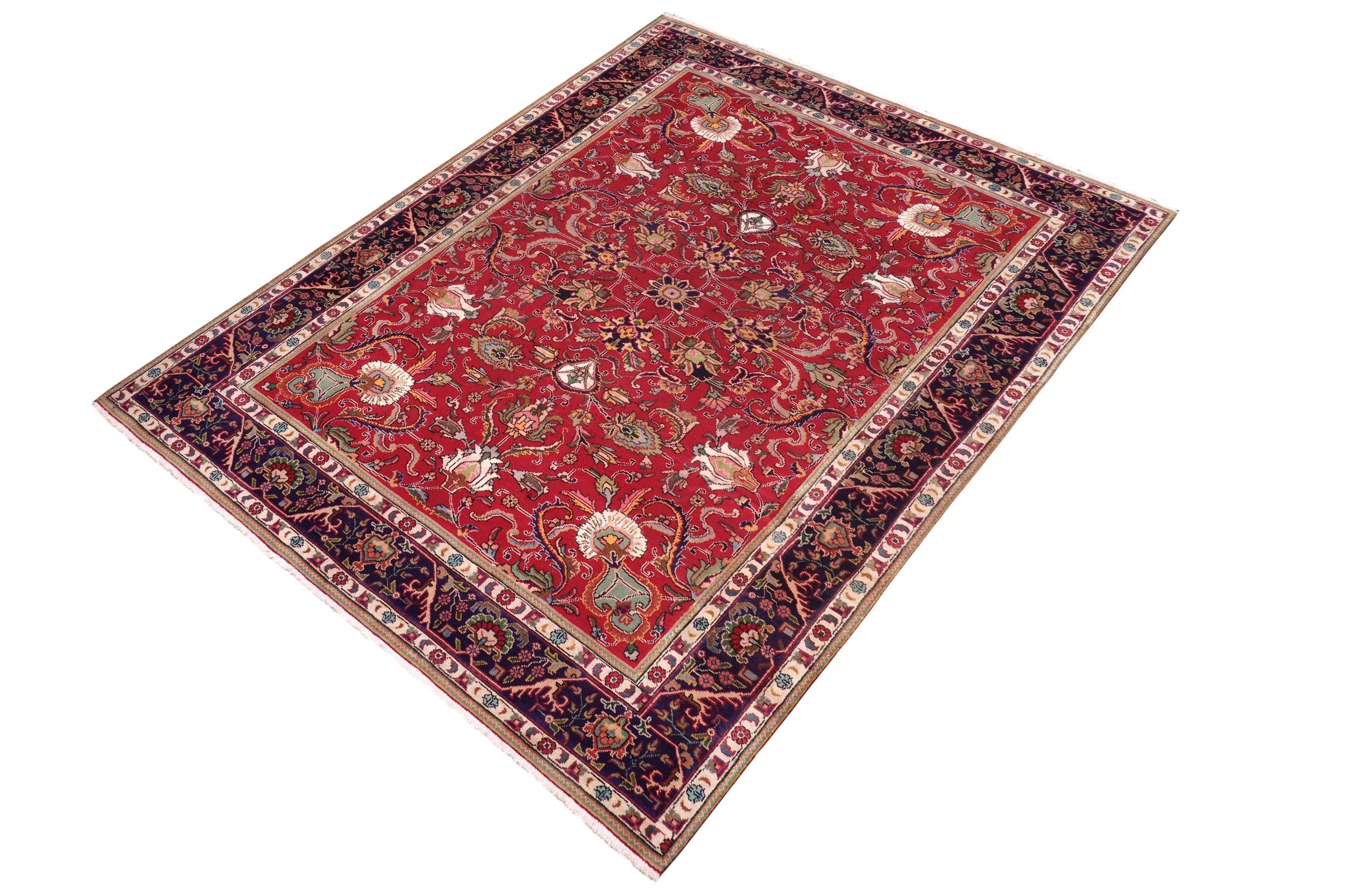 handmade Traditional Tabriz Red Purple Hand Knotted RECTANGLE 100% WOOL area rug 8 x 11