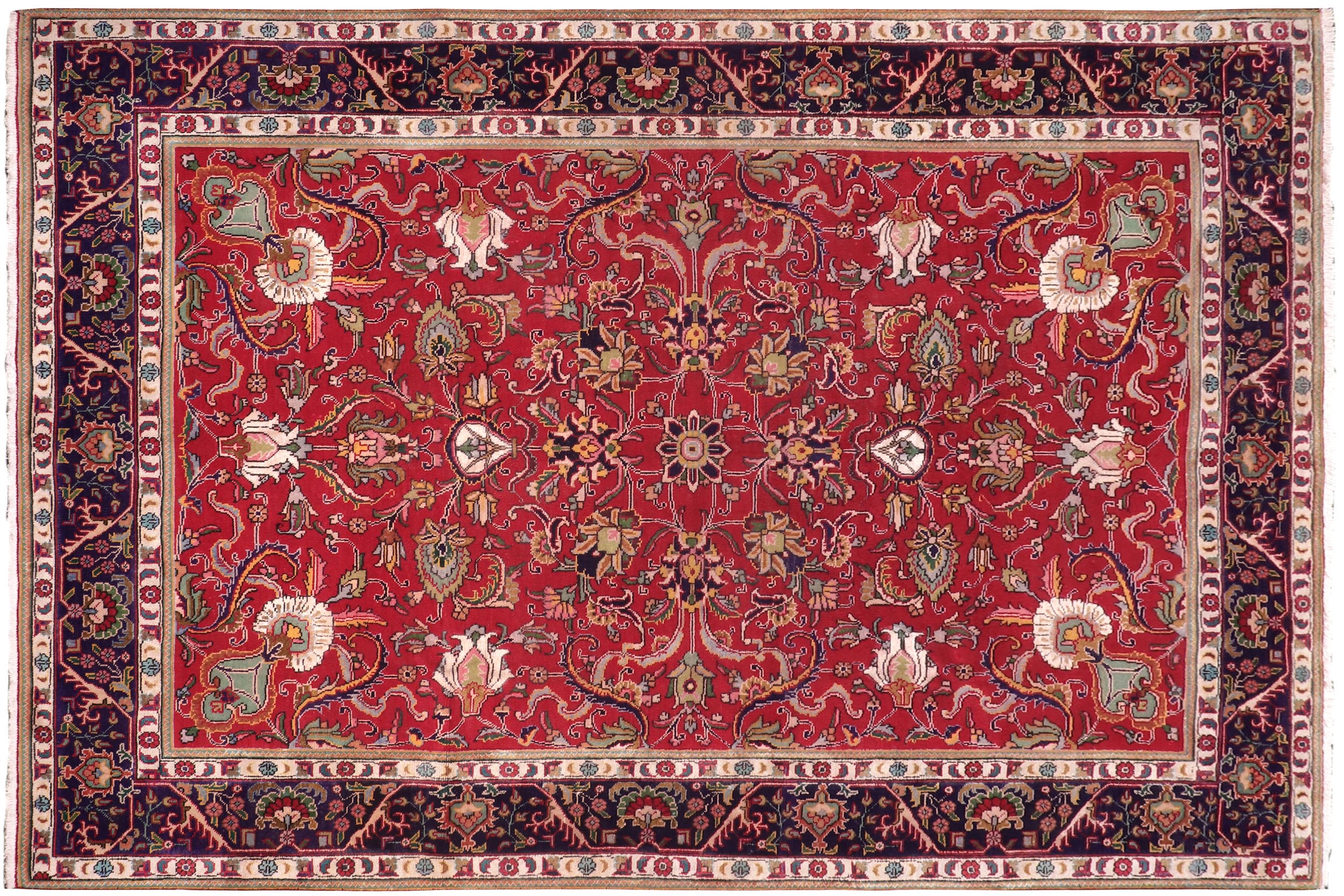 handmade Traditional Tabriz Red Purple Hand Knotted RECTANGLE 100% WOOL area rug 8 x 11