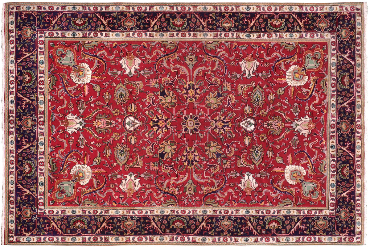 handmade Traditional Tabriz Red Purple Hand Knotted RECTANGLE 100% WOOL area rug 8 x 11