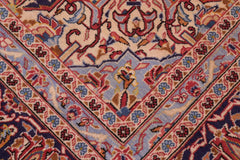 handmade Traditional Kashan Red Purple Hand Knotted RECTANGLE 100% Wool Pile area rug 8x12