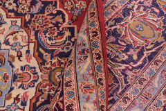 handmade Traditional Kashan Red Purple Hand Knotted RECTANGLE 100% Wool Pile area rug 8x12