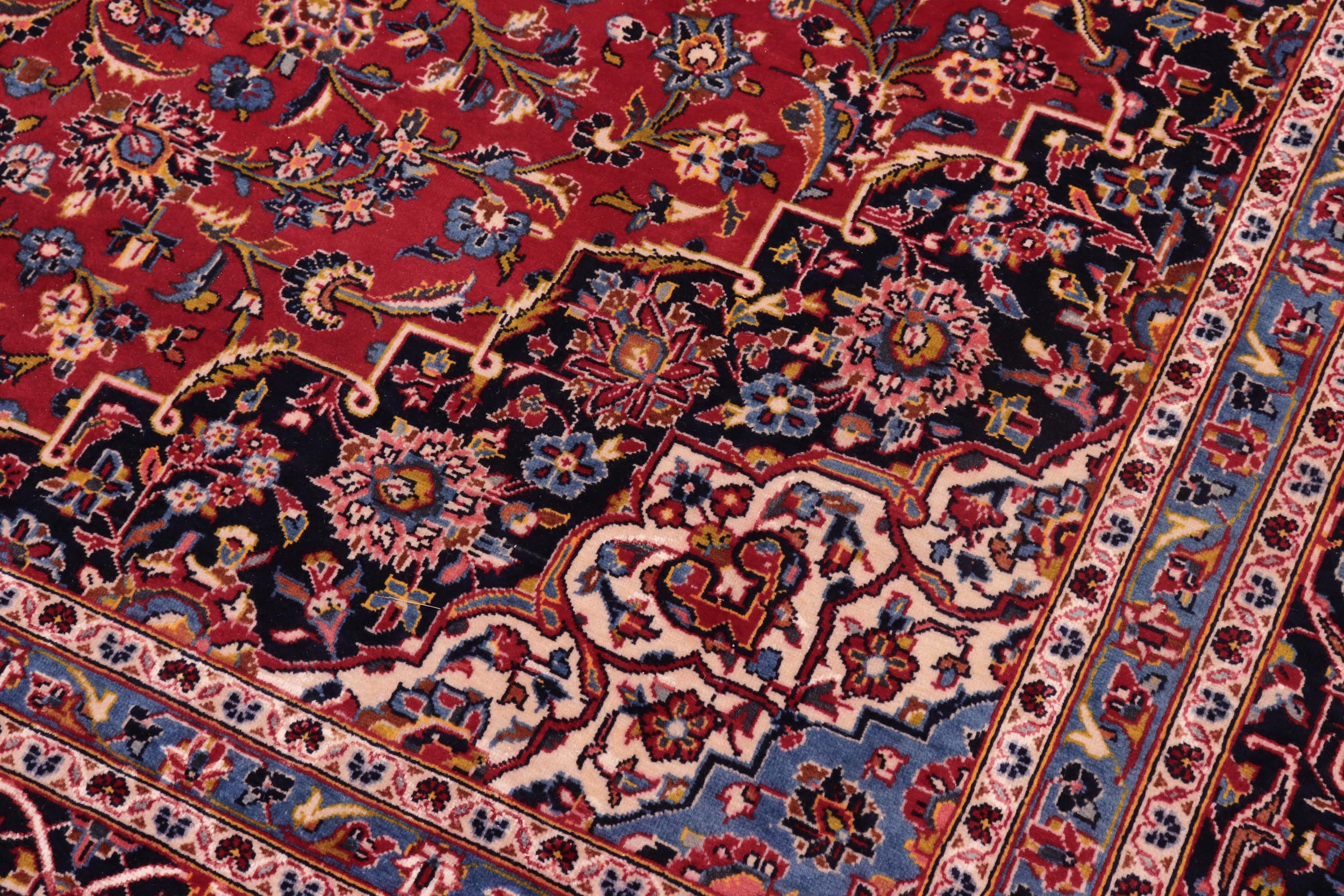handmade Traditional Kashan Red Blue Hand Knotted RECTANGLE 100% WOOL area rug 8 x 12