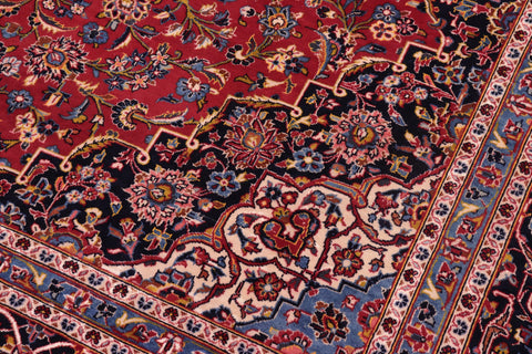 handmade Traditional Kashan Red Blue Hand Knotted RECTANGLE 100% WOOL area rug 8 x 12