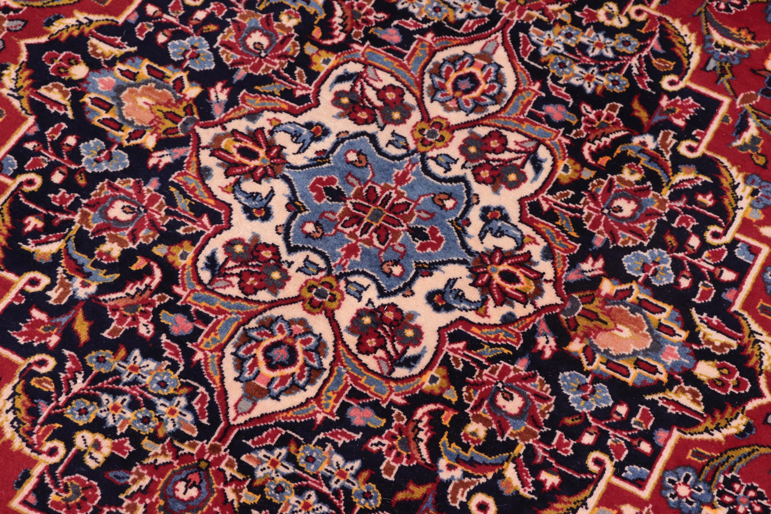 handmade Traditional Kashan Red Blue Hand Knotted RECTANGLE 100% WOOL area rug 8 x 12