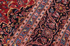 handmade Traditional Kashan Red Blue Hand Knotted RECTANGLE 100% Wool Pile area rug 8x12