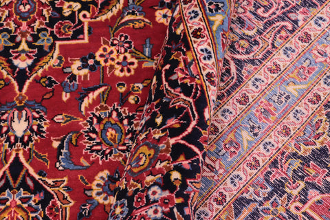 handmade Traditional Kashan Red Blue Hand Knotted RECTANGLE 100% WOOL area rug 8 x 12