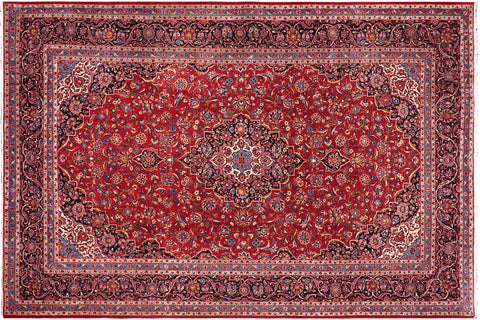 handmade Traditional Kashan Red Blue Hand Knotted RECTANGLE 100% WOOL area rug 8 x 12