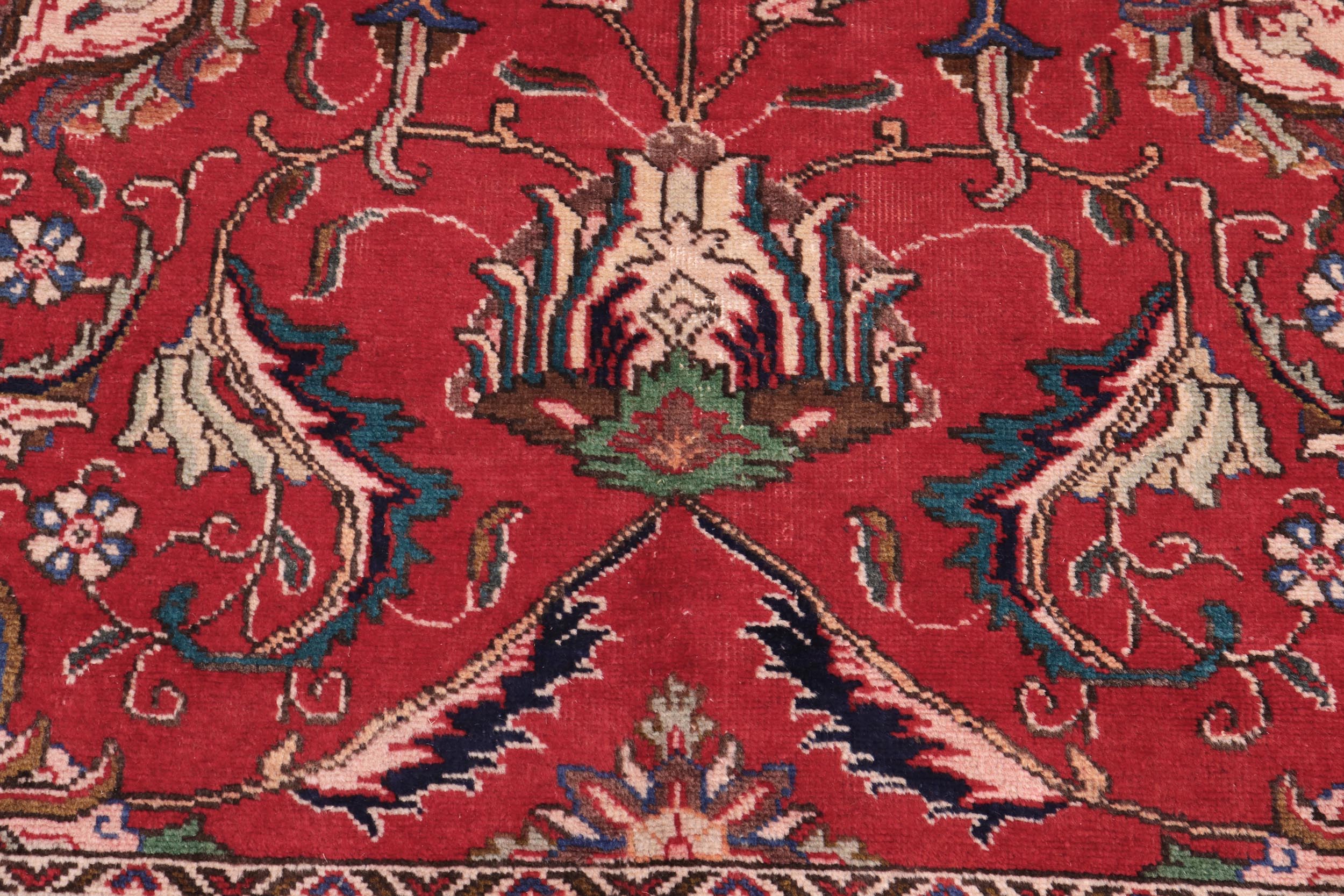 handmade Vintage Tabriz Red Beige Hand Knotted RECTANGLE 100% WOOL area rug 9' x 12'