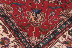 Traditional handmade Persian vintage distressed Red Beige Hand Knotted RECTANGLE 100% WOOL area rug 9X12