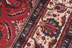 Traditional handmade Persian vintage distressed Red Beige Hand Knotted RECTANGLE 100% WOOL area rug 9X12