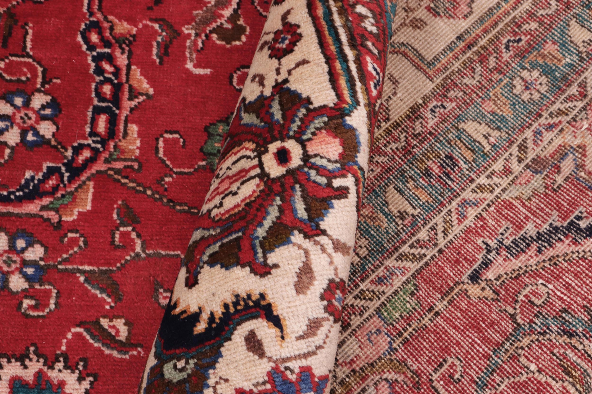 handmade Vintage Tabriz Red Beige Hand Knotted RECTANGLE 100% WOOL area rug 9' x 12'