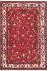 Vintage Antique Tabriz Chan Red/Beige Wool Rug - 8'10''X11'10''
