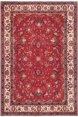 Traditional handmade Persian vintage distressed Red Beige Hand Knotted RECTANGLE 100% WOOL area rug 9X12
