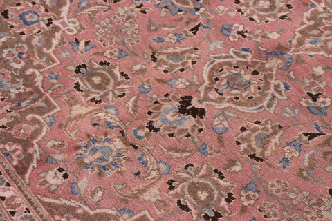 handmade Vintage Kashan Pink Brown Hand Knotted RECTANGLE 100% WOOL area rug 8' x 12'