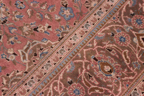 Traditional handmade Persian vintage distressed Pink Brown Hand Knotted RECTANGLE 100% WOOL area rug 8X12